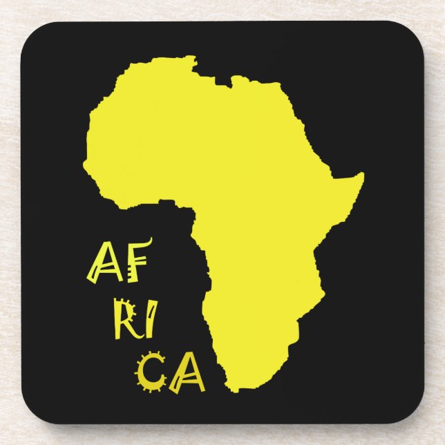 Posavasos Mapa divertido de África amarillo (Frente)