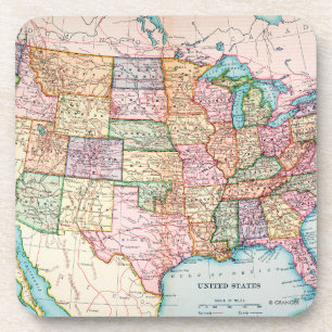 Posavasos Mapa: Estados Unidos, 1905