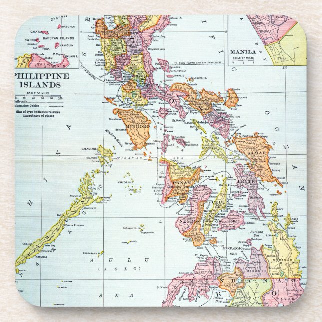 POSAVASOS MAPA: FILIPINAS, 1905 (Frente)