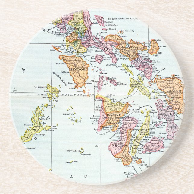 POSAVASOS MAPA: FILIPINAS, 1905 (Frente)