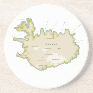 Posavasos Mapa ilustrado de Islandia
