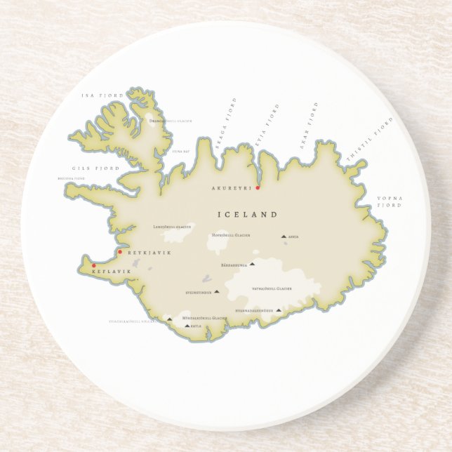 Posavasos Mapa ilustrado de Islandia (Frente)