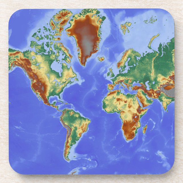Posavasos Mapa internacional de la geografía mundial (Frente)