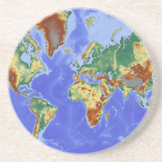 Posavasos Mapa internacional de la geografía mundial (Frente)
