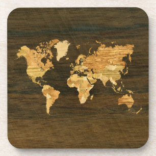 Posavasos Mapa mundial de madera
