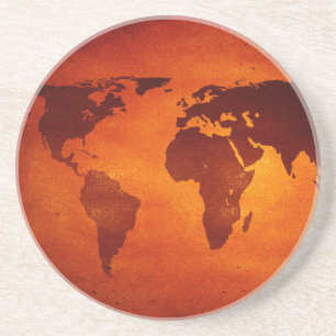 Posavasos Mapa mundial naranja vintage
