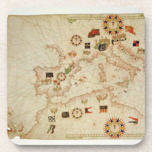Posavasos Mapa náutico miniatura del Mediterráneo central