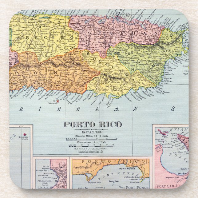 POSAVASOS MAPA: PUERTO RICO, 1900 (Frente)