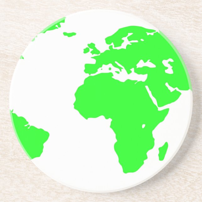 Posavasos Mapa Verde del Mundo Blanco (Frente)
