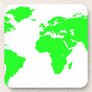 Posavasos Mapa Verde del Mundo Blanco