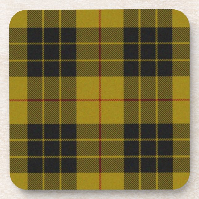 Posavasos Maquillaje tartán amarillo chapa (Frente)