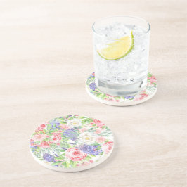 Posavasos Máquinas de lavanda de primavera y de flores rosas