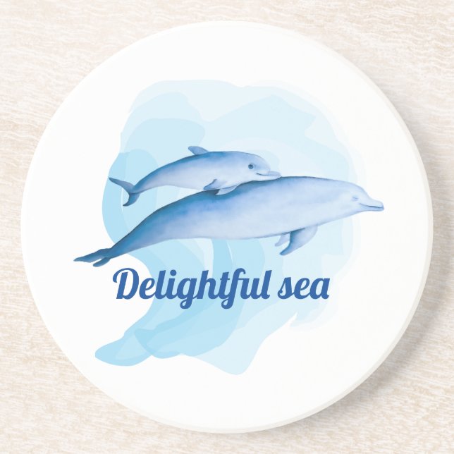 Posavasos Mar asombroso con delfines (Frente)