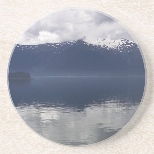 Posavasos Mar de Alaska brumoso en tonos azules (Frente)