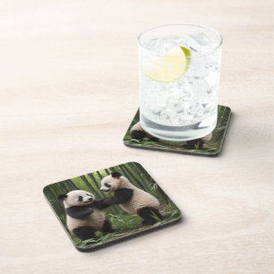 Posavasos Maravillas caprichosas: Los bebés pandas juegan en