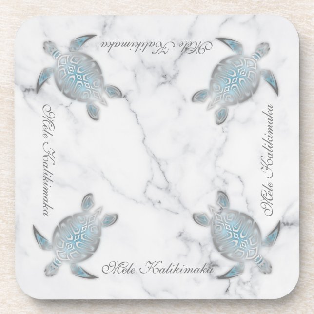 Posavasos Marble de tortugas marinas | Mele Kalikimaka | NAV (Frente)