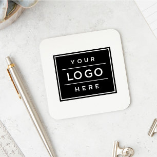 Posavasos Marca Square Personalizado Black Business Logo Com
