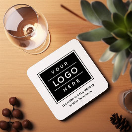 Posavasos Marca Square Personalizado Black Business Logo Com