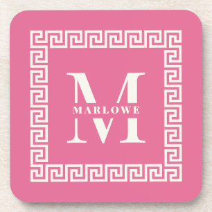 Posavasos Marco de clave griega moderno monograma elegante r