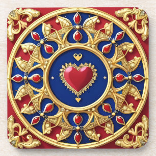 Posavasos Marco de Corazón Dorado de Lujo