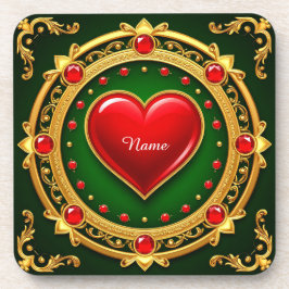Posavasos Marco de corazón dorado lujoso