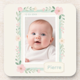 Posavasos Marco de Foto Vacío Floral Acuarela Pastel