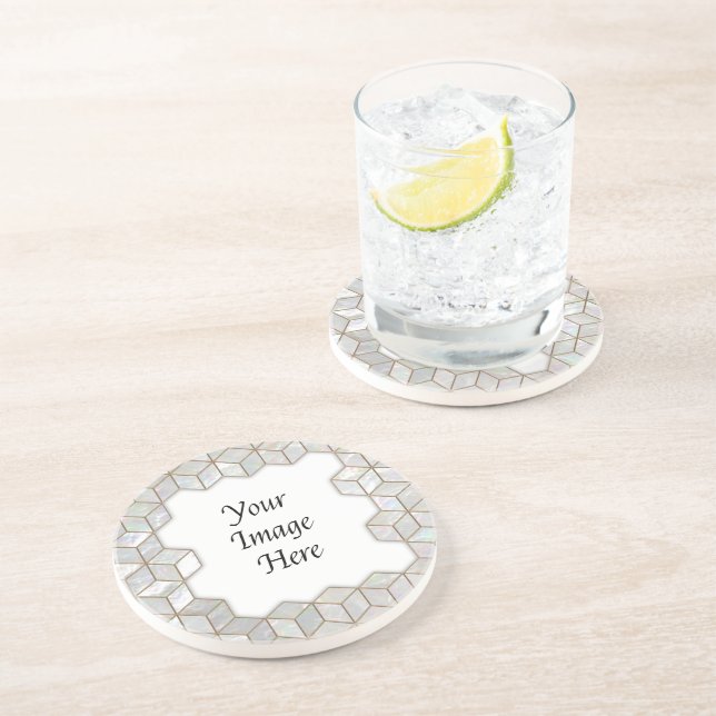 Posavasos Marco De Las Azulejos De La Madre De La Perla (Lado)