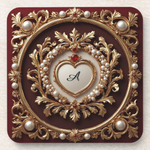 Posavasos Marco Dorado Ornamentado Con Perlas