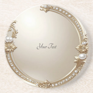 Posavasos Marco dorado ornamentado con perlas de arenisca