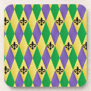 Posavasos Mardi Gras Harlequin Fleur De Lis