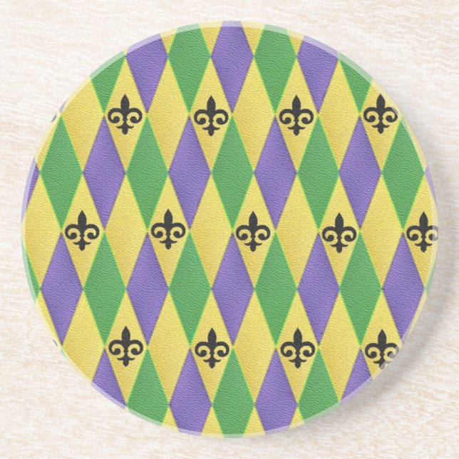 Posavasos Mardi Gras Harlequin Fleur De Lis (Frente)