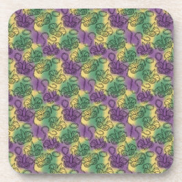 Posavasos Mardi Gras Masks and Beads Doodle Art Style