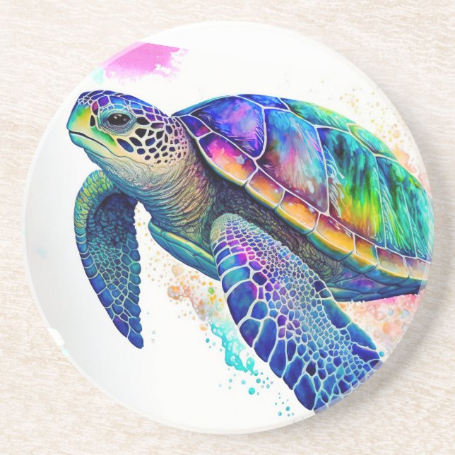 Posavasos Marea Turtle Ocean Marine Life Beach Animales de l (Frente)