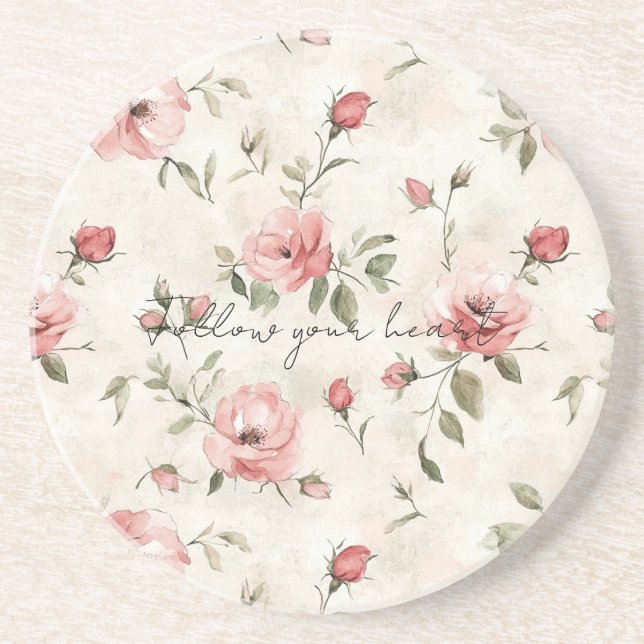 Posavasos Marfil Rubor Rosa Floral (Frente)
