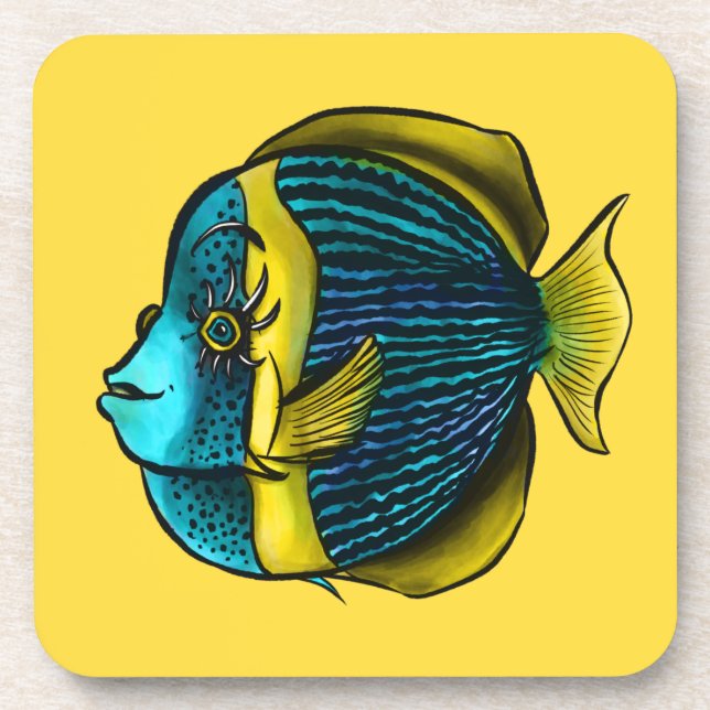 Posavasos Marines Acuáticos De Pescado Graciosos Bajo El Mar (Frente)