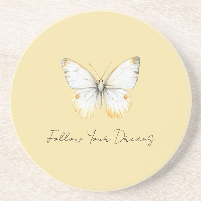 Posavasos Mariposa Amarilla Blanca (Frente)