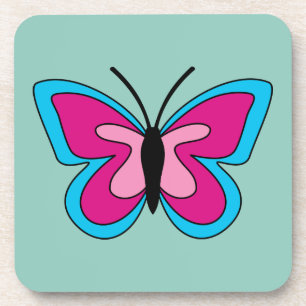 Posavasos Mariposa azul magenta rosa