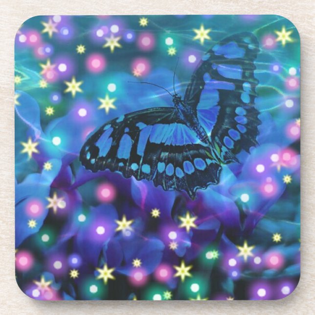 Posavasos Mariposa azul mágica (Frente)