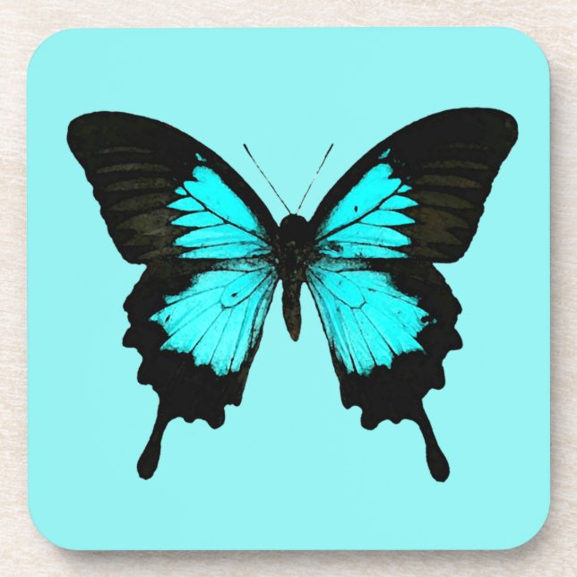 Posavasos Mariposa - azul turquesa y negro (Frente)