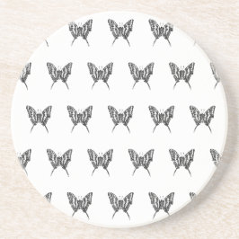 Posavasos Mariposa Cebra Blanco y Negro Patrón de Dibujo con