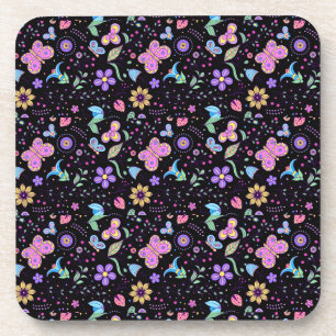 Posavasos Mariposa Colorida Y Flor Cuidada    