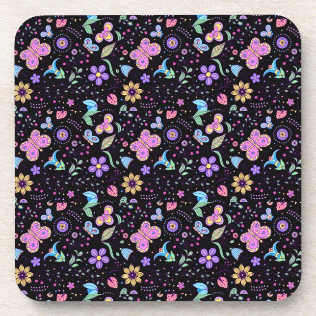 Posavasos Mariposa Colorida Y Flor Cuidada     (Frente)