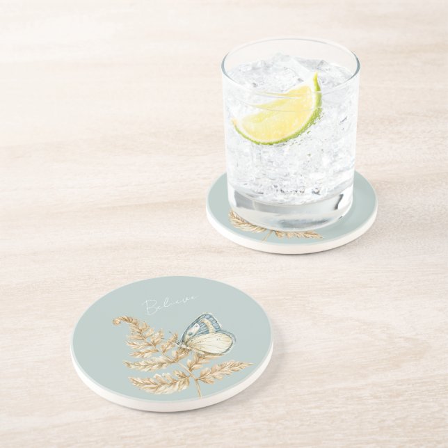 Posavasos Mariposa Cree Azul (Lado)