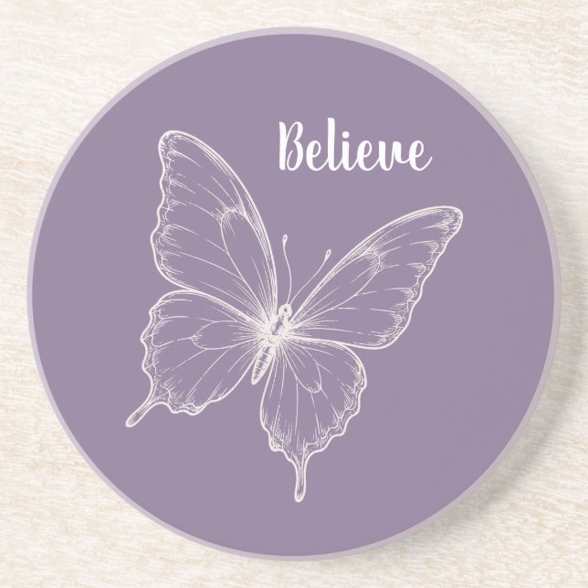 Posavasos Mariposa Cree Púrpura (Frente)