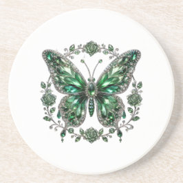 Posavasos Mariposa de Cristal Verde | Marco Floral