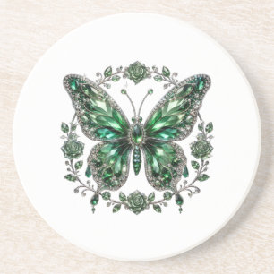 Posavasos Mariposa de Cristal Verde   Marco Floral