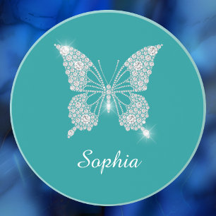 Posavasos Mariposa de Diamante Blanco, Nombre de Letra, Azul