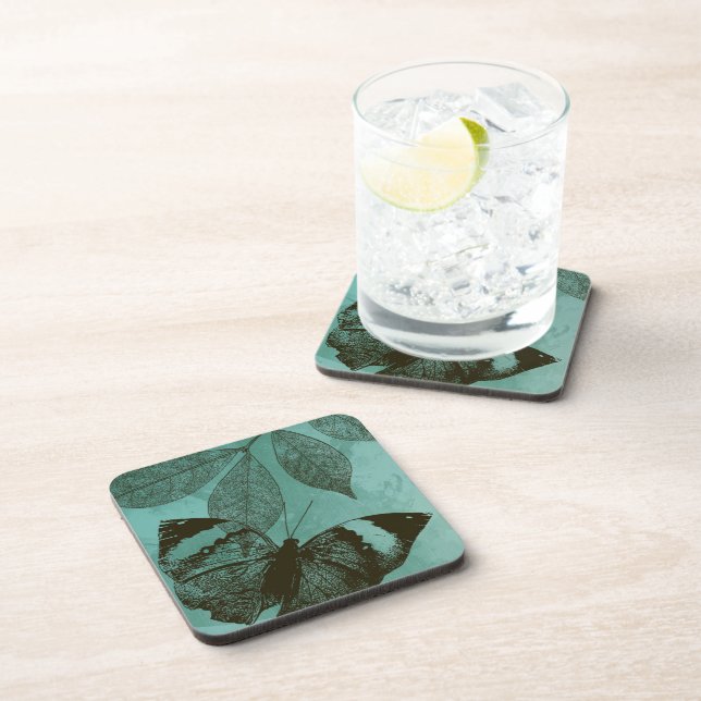 Posavasos Mariposa de Hojas Verdes (Lado Derecho)