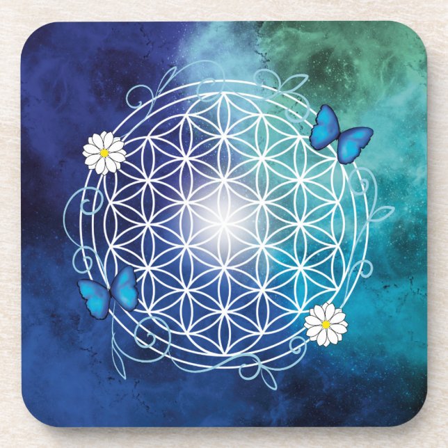 Posavasos mariposa de la flor de la vida (Frente)
