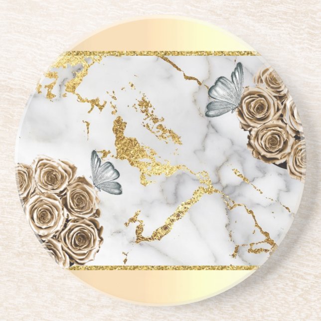 Posavasos Mariposa de los Rosas Marble Gold (Frente)